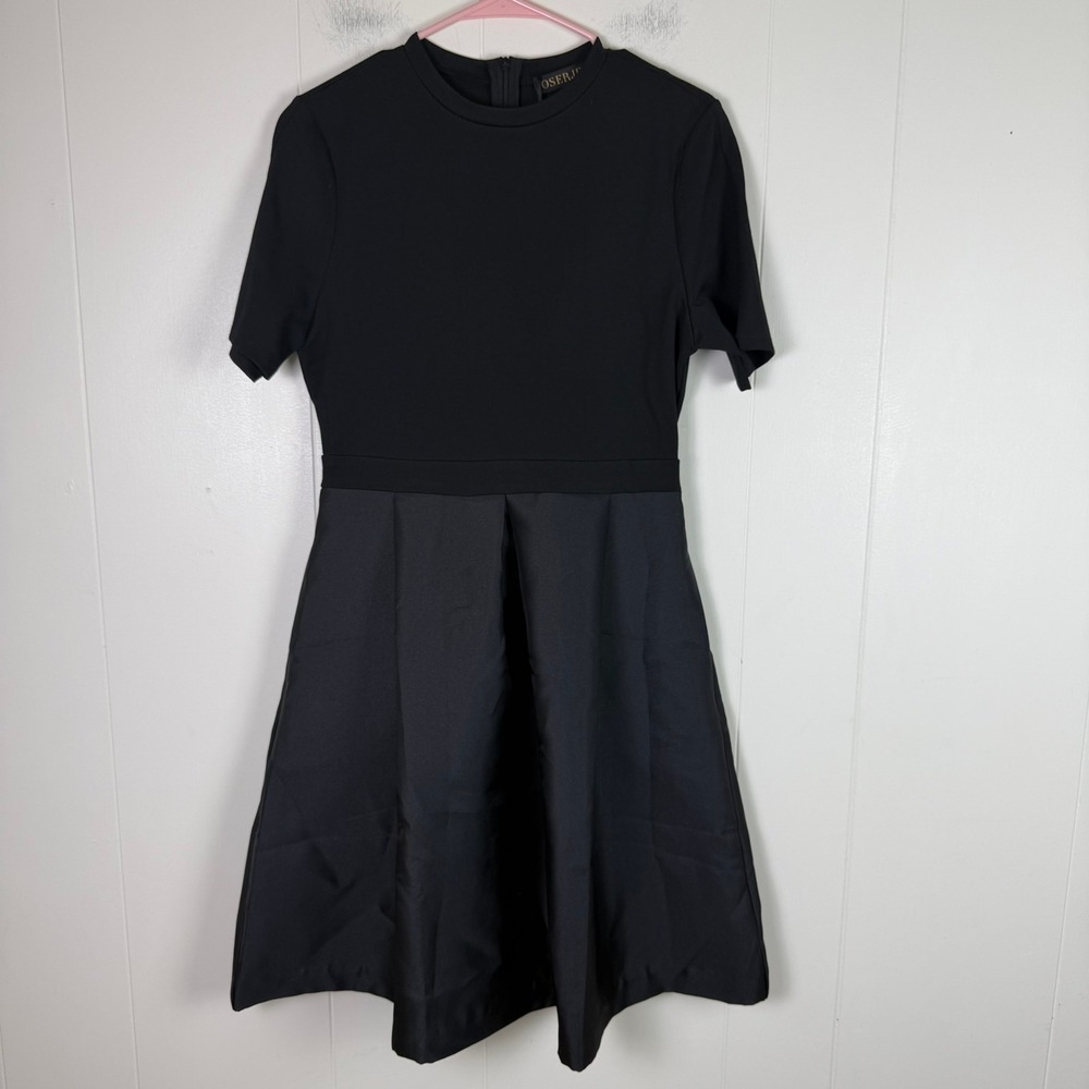 Oushang Black Midi‎ Dress Short Sleeve Fit & Flare Party Cocktail XL